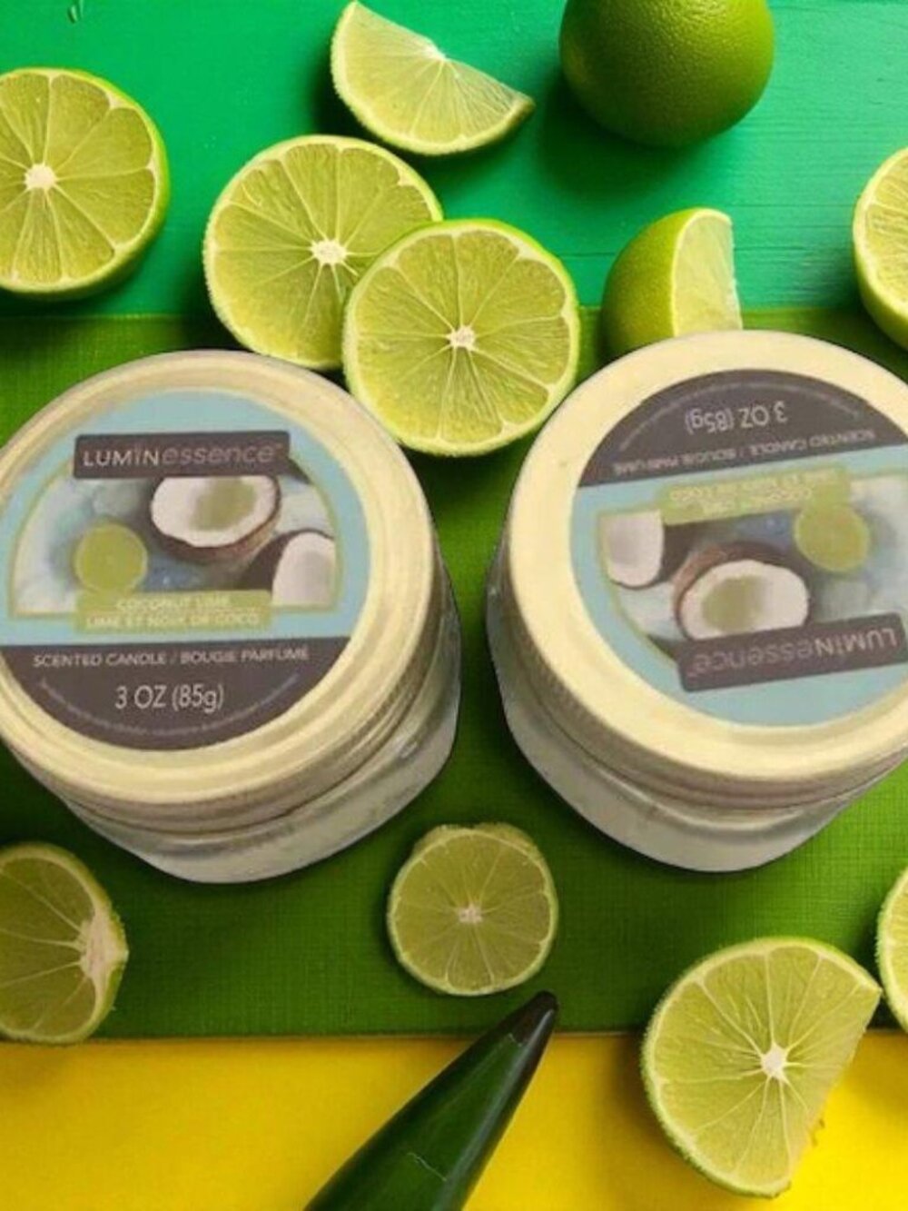 2 Mason Jar Scented Candle - Coconut Lime Citrus, 3 oz. jar